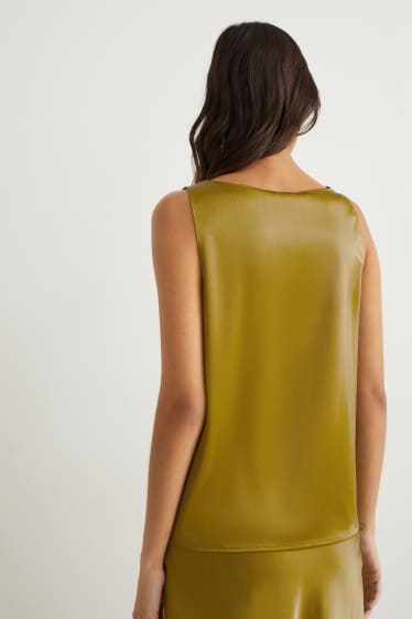 Damen - Basic-Satin-Blusentop - grün