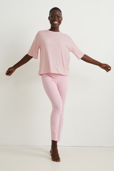 Dona - Samarreta de pijama - amb viscosa - de ratlles - blanc/rosa