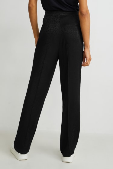 Women - Cloth trousers - high waist - wide leg - black