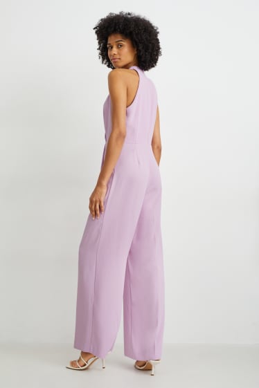 Women - Business jumpsuit - wide leg - light violet