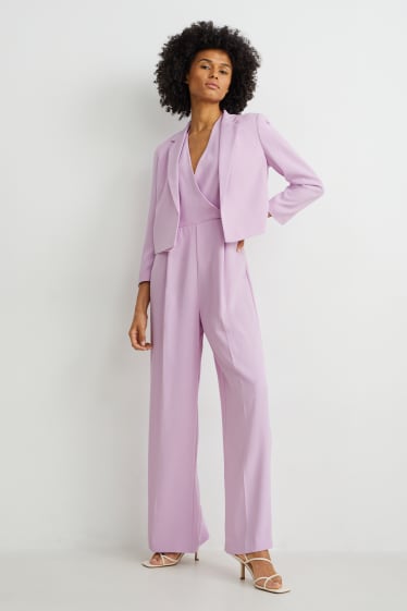 Dames - Business-jumpsuit - wide leg - lichtpaars