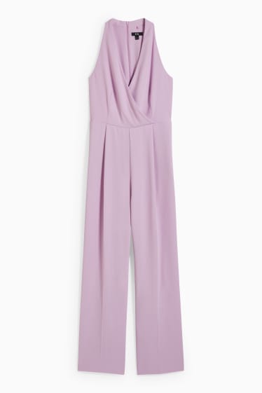 Dames - Business-jumpsuit - wide leg - lichtpaars