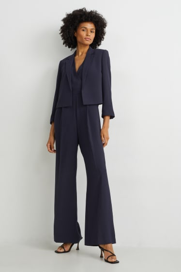 Women - Business jumpsuit - wide leg - dark blue