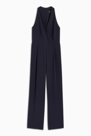 Dames - Business-jumpsuit - wide leg - donkerblauw