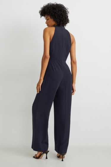 Dames - Business-jumpsuit - wide leg - donkerblauw