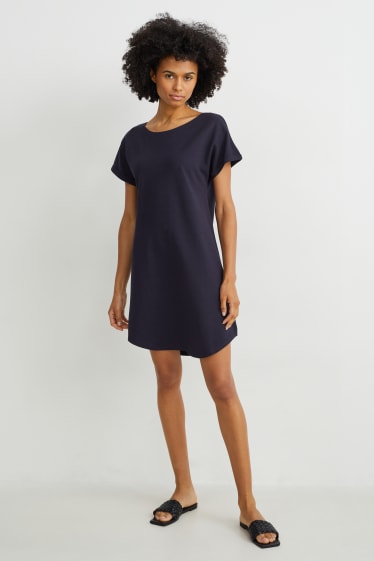 Damen - Basic-T-Shirt-Kleid - dunkelblau