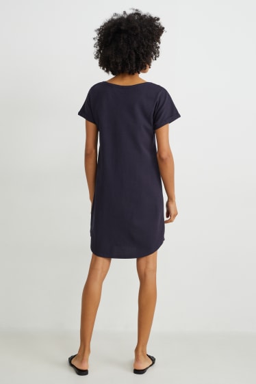 Damen - Basic-T-Shirt-Kleid - dunkelblau