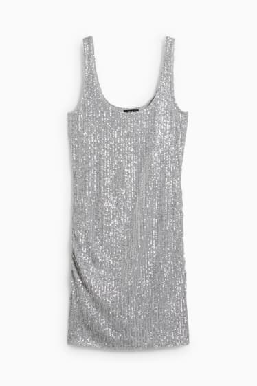 Damen - Paillettenkleid - silber