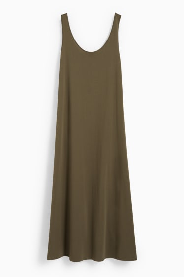 Femmes - Robe évasée basique - vert foncé