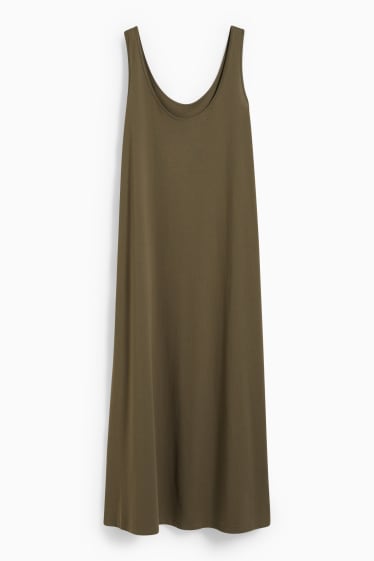 Femmes - Robe évasée basique - vert foncé