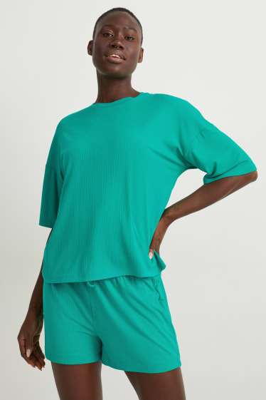 Damen - Pyjamashirt - mit Viskose - grün