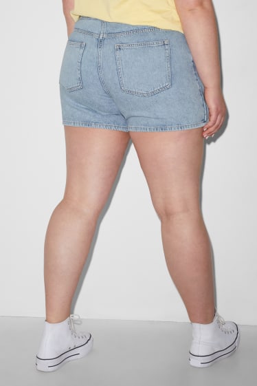 Ados & jeunes adultes - CLOCKHOUSE - jupe-short en jean - high waist - jean bleu clair