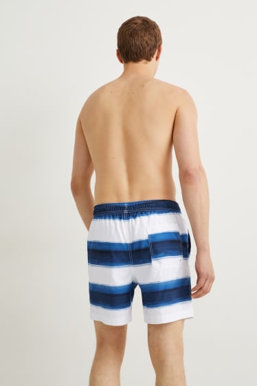 Men - Swim shorts - striped - dark blue