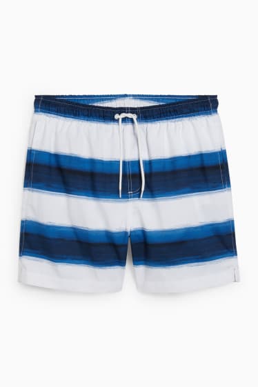 Men - Swim shorts - striped - dark blue