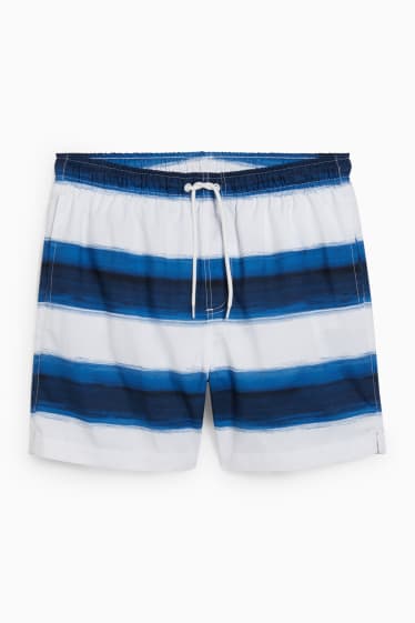 Hommes - Short de bain - à rayures - bleu foncé
