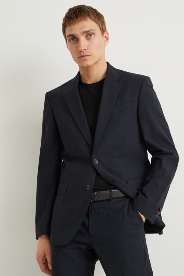 Hommes - Veste de costume - regular fit - Flex - mélange de lin et de coton - noir