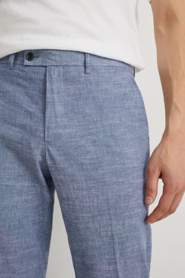 Hommes - Pantalon de costume - regular fit - Flex  - mélange de lin et de coton - bleu