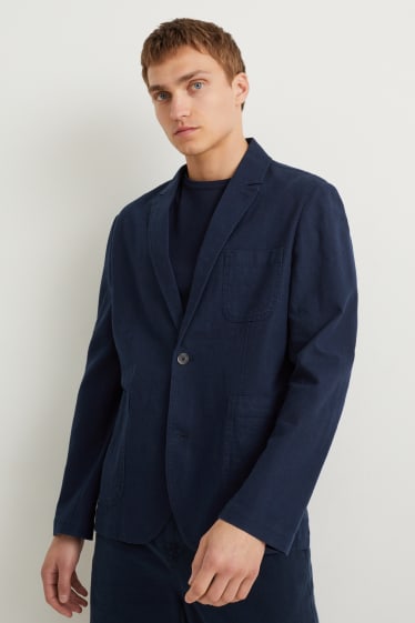 Men - Tailored jacket - regular fit - linen blend - dark blue