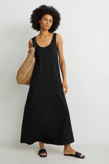 Damen - Basic-A-Linien Kleid - schwarz