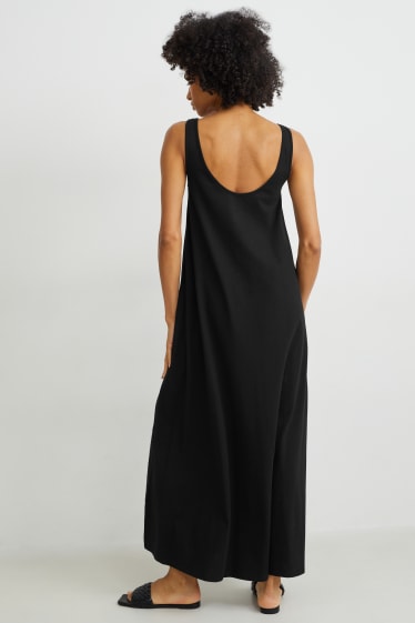 Damen - Basic-A-Linien Kleid - schwarz