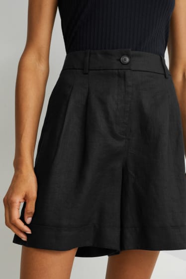 Donna - Shorts di lino - nero
