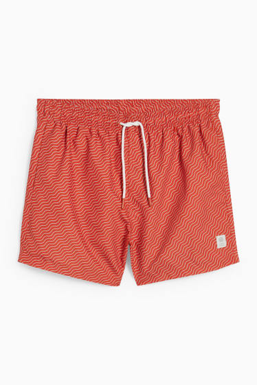 Men - Swim shorts - striped - dark orange