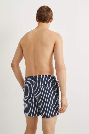 Herren - Badeshorts - gestreift - dunkelblau / weiß