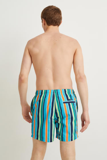 Herren - Badeshorts - gestreift - hellblau