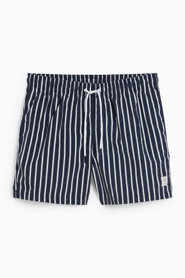 Herren - Badeshorts - gestreift - dunkelblau / weiß