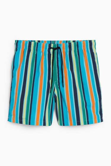 Men - Swim shorts - striped - light blue