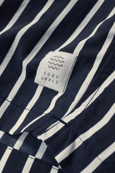 Herren - Badeshorts - gestreift - dunkelblau / weiß