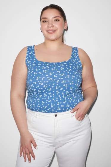 Femmes - Top - à fleurs - bleu