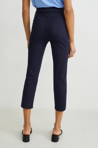 Femmes - Pantalon de toile - mid waist - skinny fit - bleu foncé