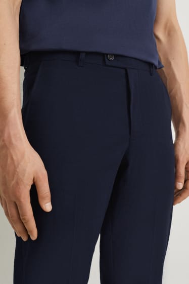 Men - Mix-and-match suit trousers - regular fit - Flex - cotton-linen blend - dark blue