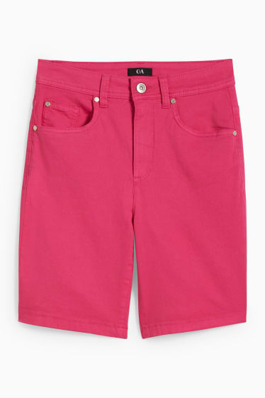 Damen - Jeans-Bermudas - Mid Waist - pink