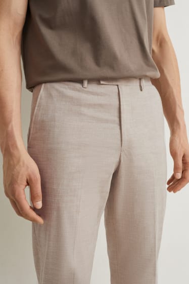 Uomo - Pantaloni coordinabili - regular fit - Flex - misto cotone-lino - beige chiaro