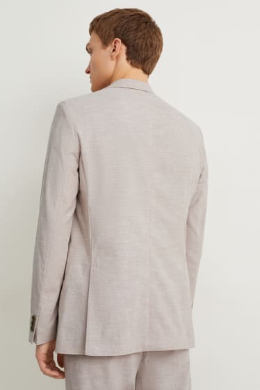 Hommes - Veste de costume - regular fit - Flex - mélange de lin et de coton - beige clair