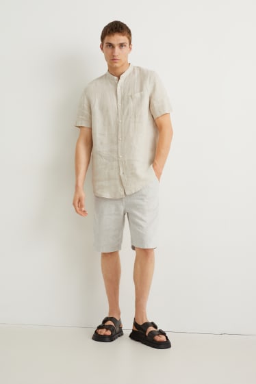 Men - Shorts - linen blend - light beige