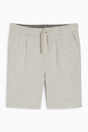 Hommes - Short - lin mélangé - beige clair