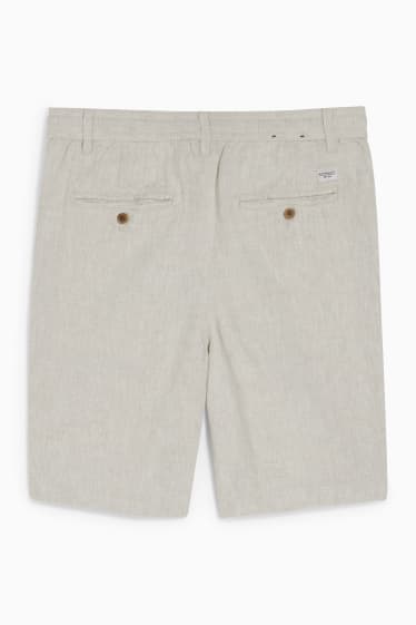 Hommes - Short - lin mélangé - beige clair