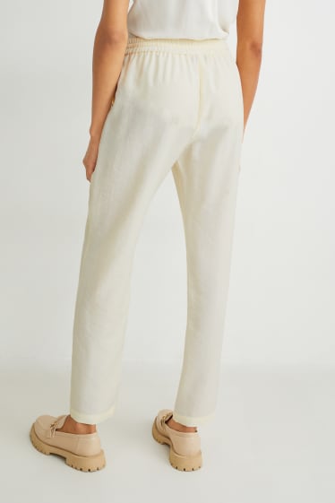 Dames - Pantalon - high waist - relaxed fit - crème wit