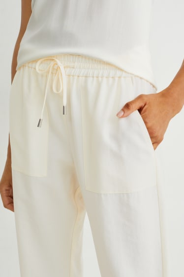 Dames - Pantalon - high waist - relaxed fit - crème wit