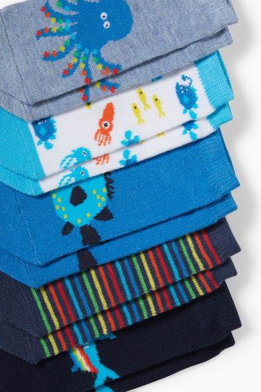 Kinder Buben - Multipack 5er - Unterwasser - Sneakersocken mit Motiv - dunkelblau