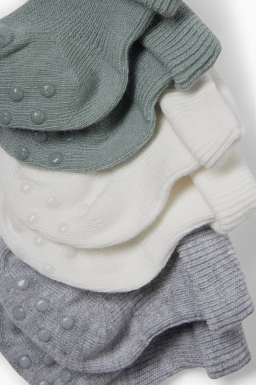 Babys - Multipack 3er - Erstlings-Anti-Rutsch-Socken - grün / grau