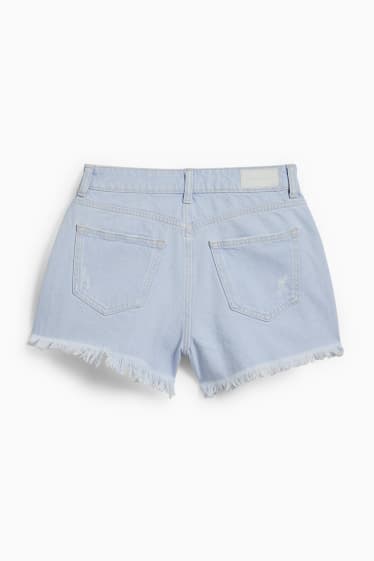 Tieners & jongvolwassenen - CLOCKHOUSE - korte spijkerbroek - high waist - jeanslichtblauw