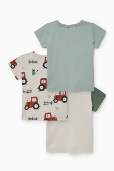 Baby Jungen - Multipack 3er - Baby-Kurzarmshirt - beige / türkis