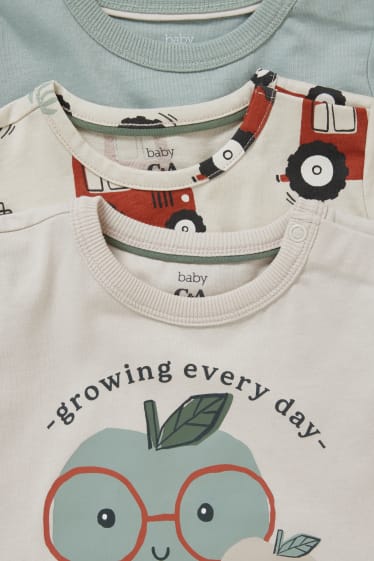 Baby Jungen - Multipack 3er - Baby-Kurzarmshirt - beige / türkis