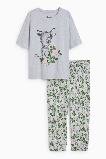 Femmes - Pyjama - à fleurs - Bambi - gris clair chiné