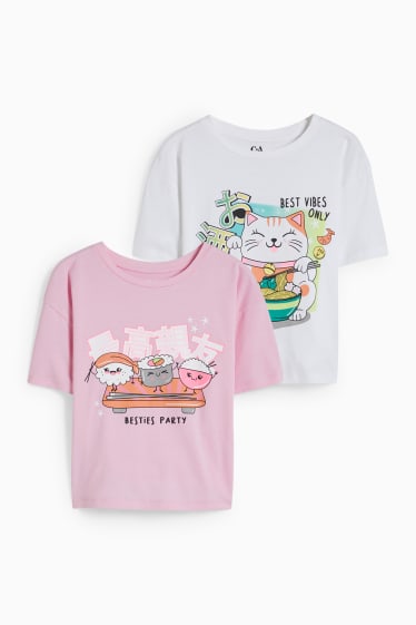 Bambine - Confezione da 2 - maglia a maniche corte - rosa