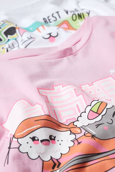 Bambine - Confezione da 2 - maglia a maniche corte - rosa
